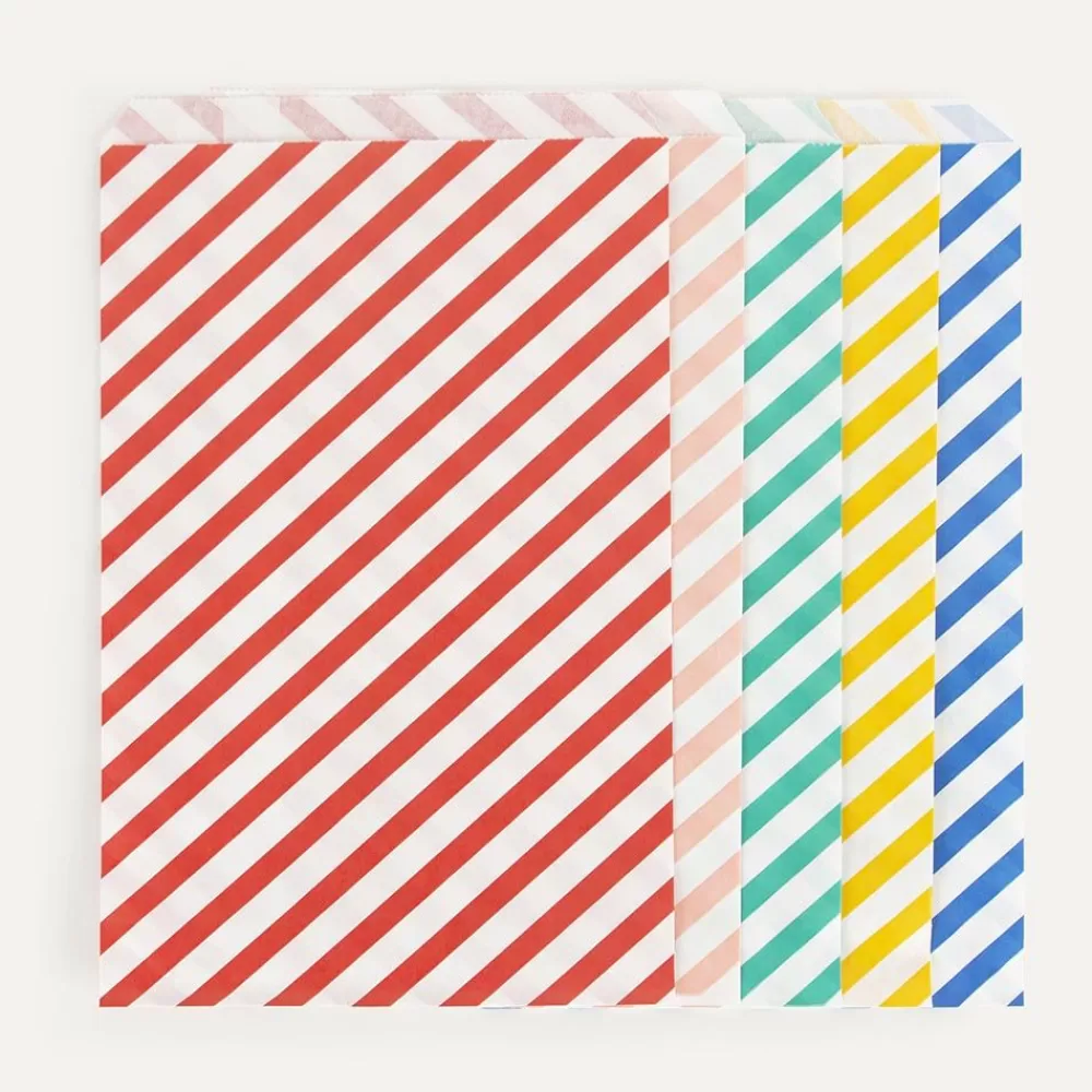 Cheap 10 Multicolored Striped Pouches Gift Bags