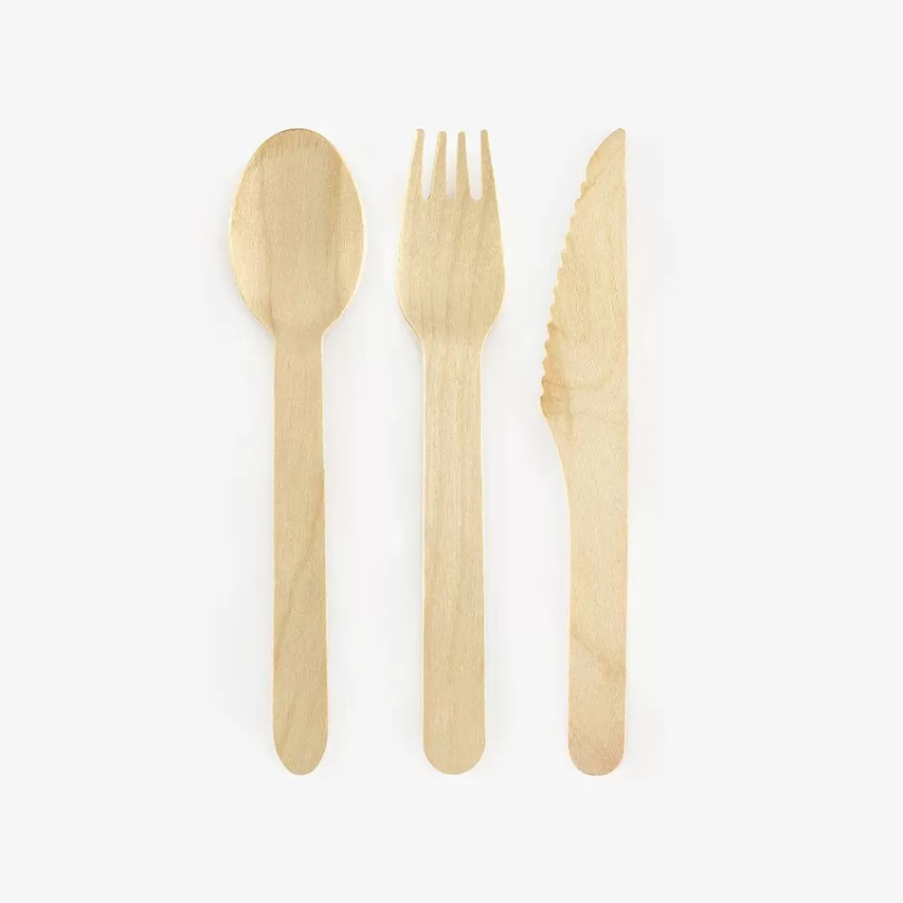 Online 18 Wooden Cutlery Vaisselle Unie