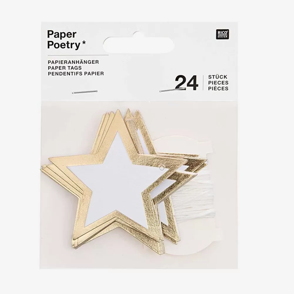 Flash Sale 24 White And Gold Star Gift Tags Gift Tags