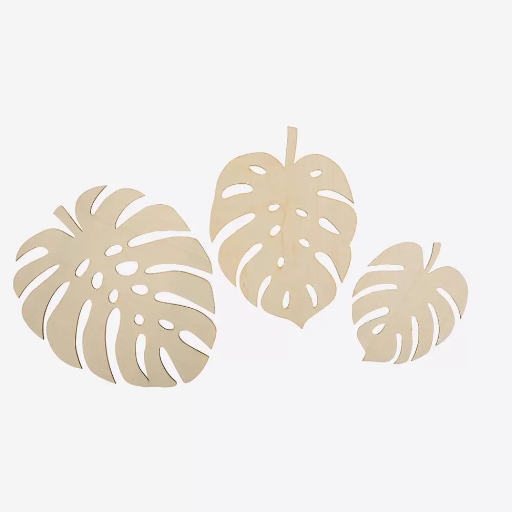 Outlet 3 Wooden Monstera Leaves Dishes & Centerpieces