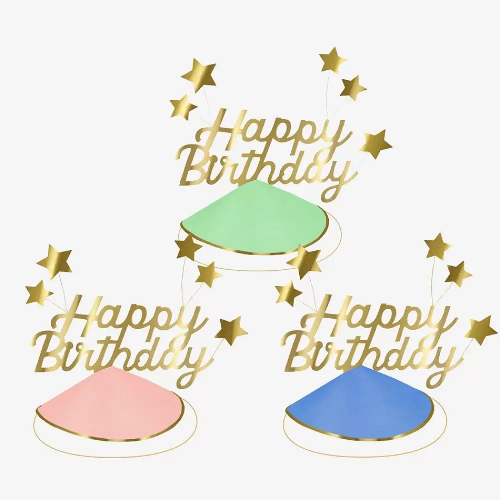 Flash Sale 6 Multicolored Happy Birthday Hats Pointed Hats
