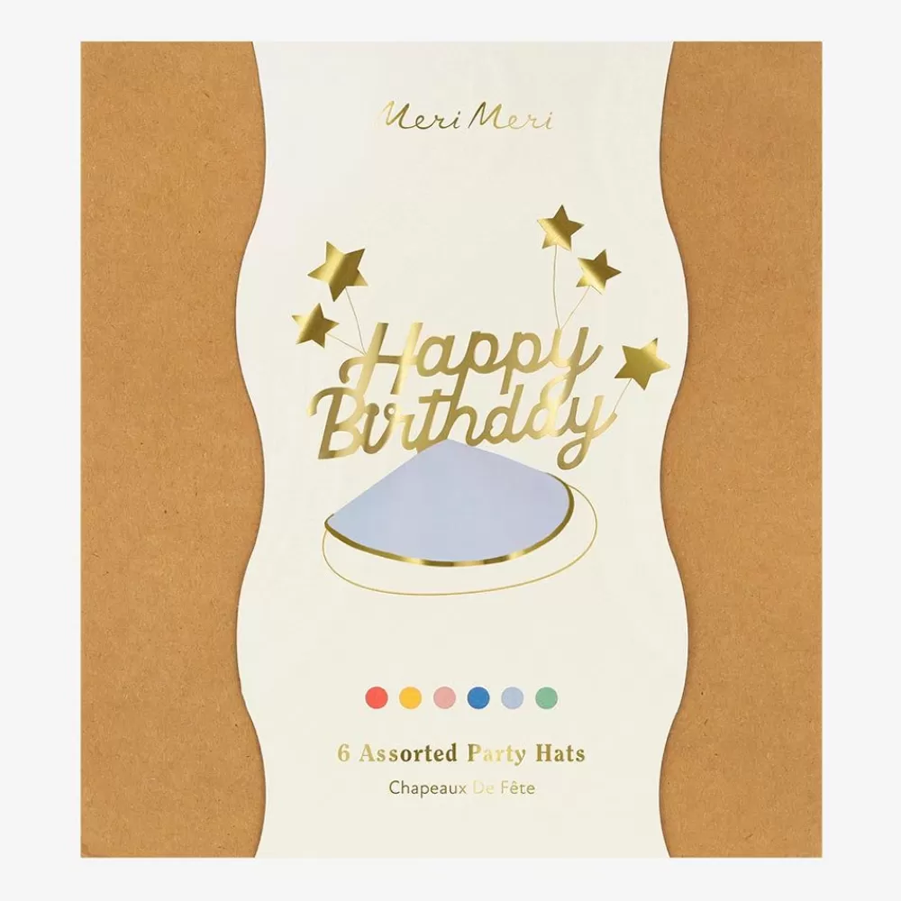 Flash Sale 6 Multicolored Happy Birthday Hats Pointed Hats