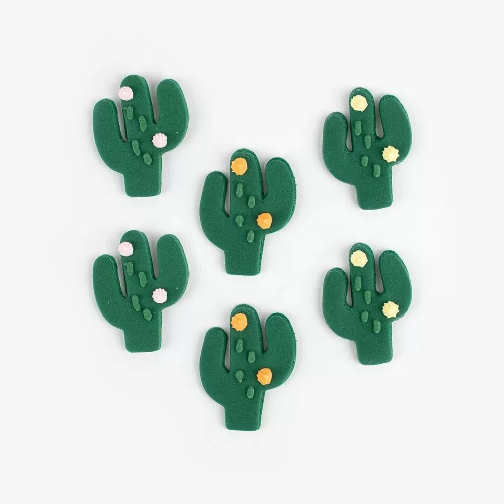 Sale 6 Sugar Toppers - Cactus Edible Decoration