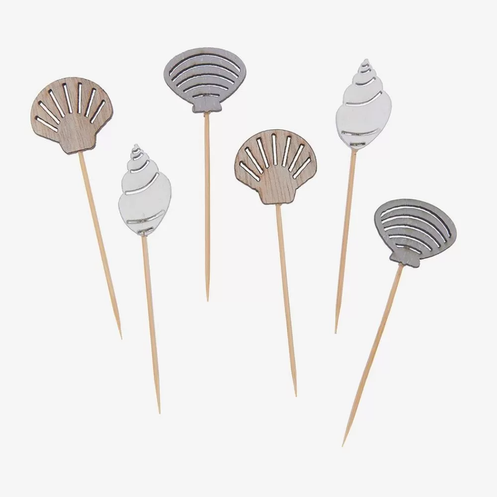 Shop 6 Wooden Shell Toppers Cake Toppers