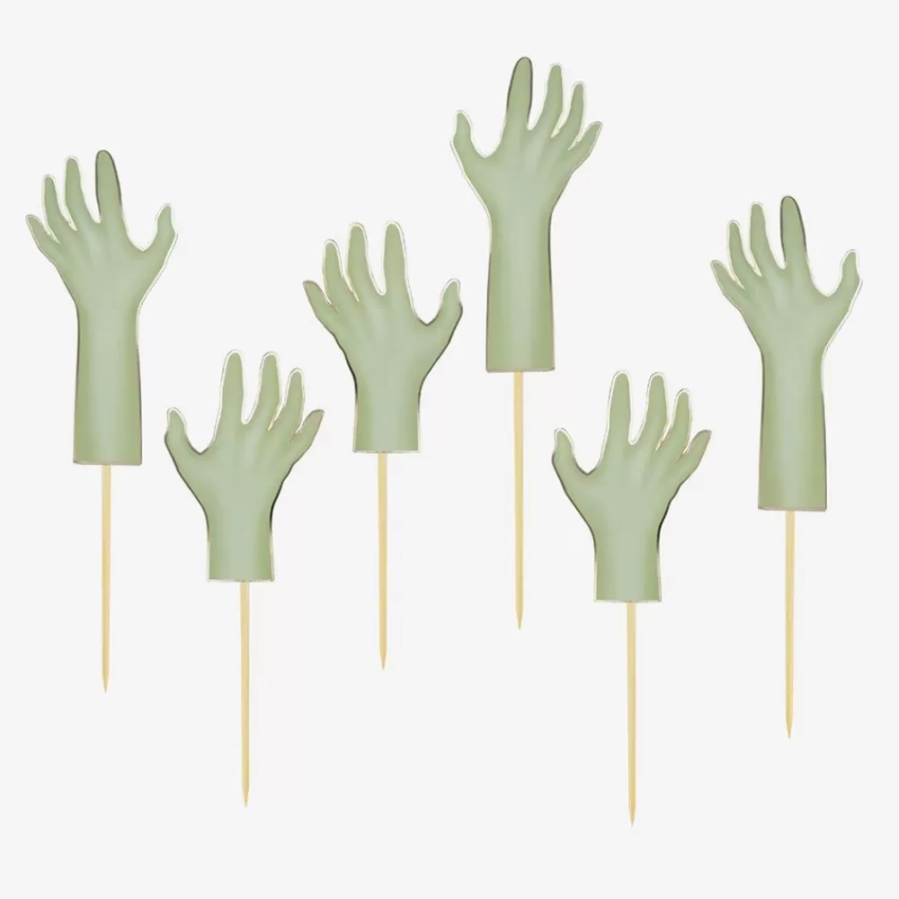 Cheap 6 Zombie Hand Toppers Cake Toppers