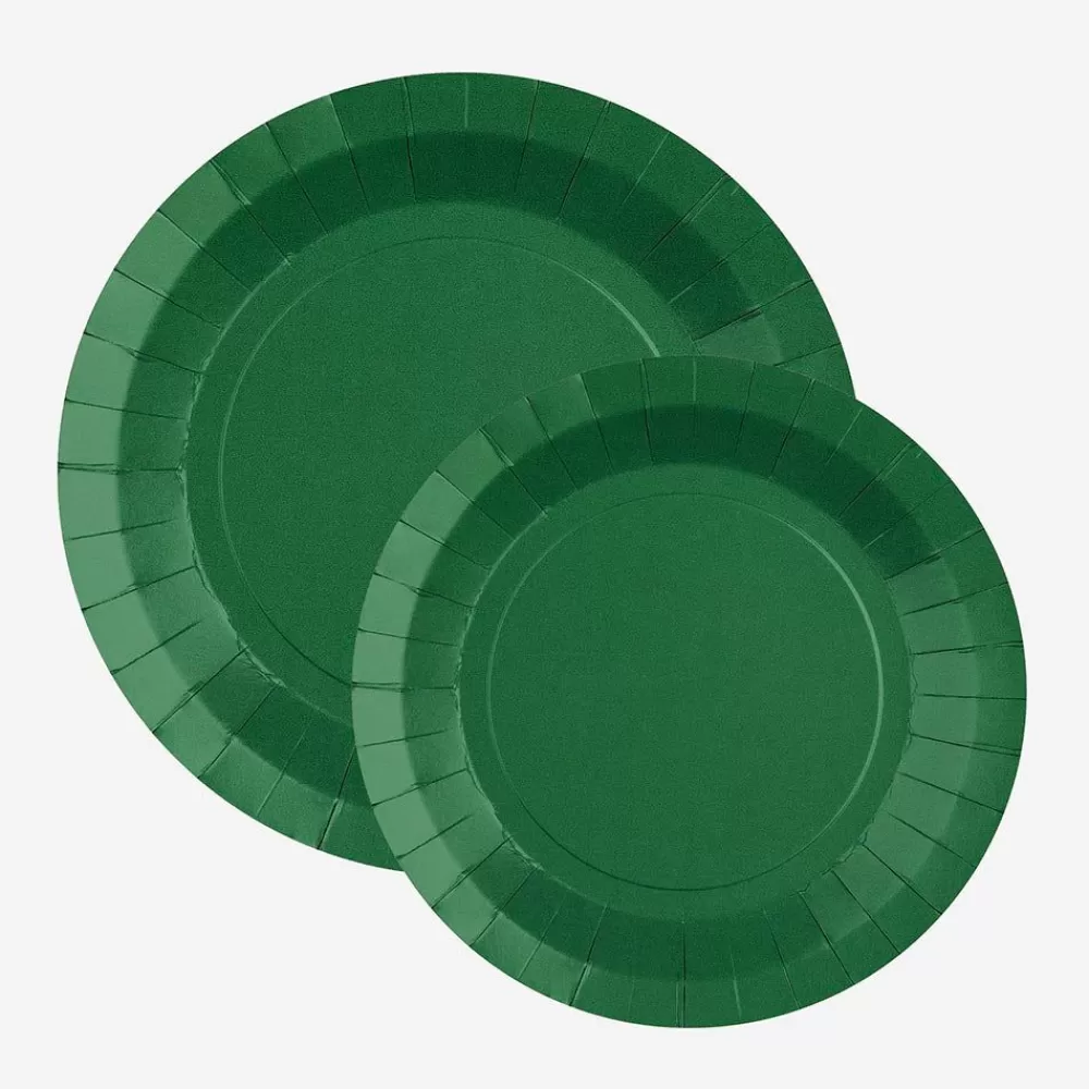Discount Assiette En Carton : 10 Assiettes Vert Fonce Plates
