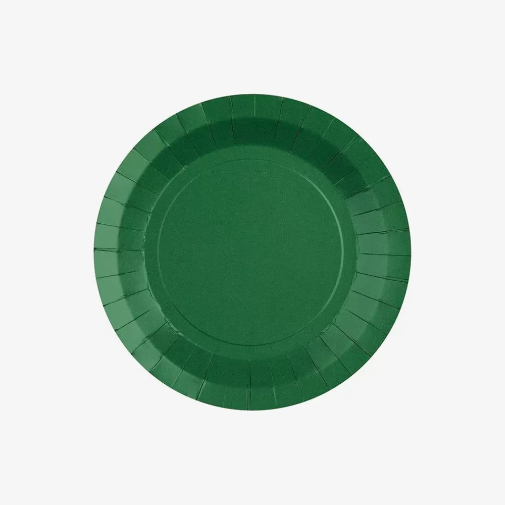 Discount Assiette En Carton : 10 Assiettes Vert Fonce Plates