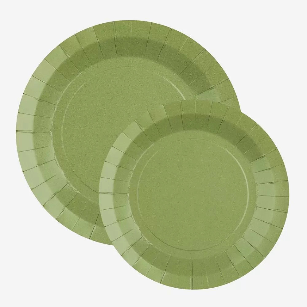 Fashion Assiette En Carton : 10 Assiettes Vert Sauge Plates