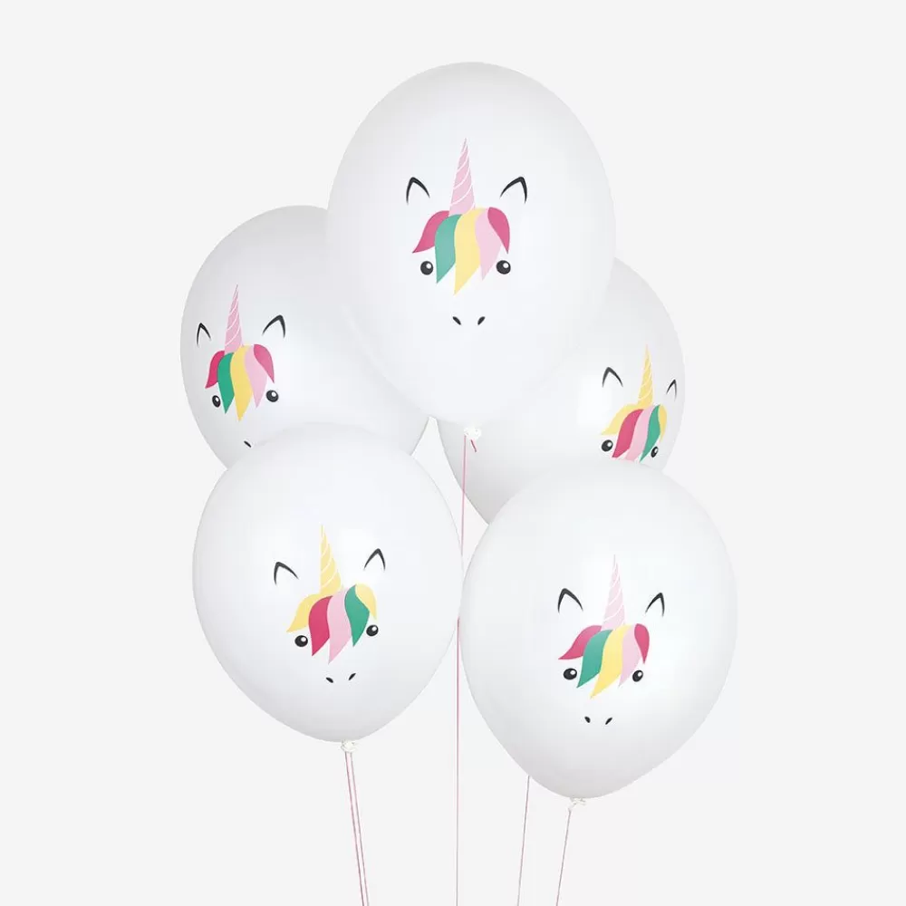 Shop Balloons: 5 Multicolor Unicorn Balloons Patterned Balloons