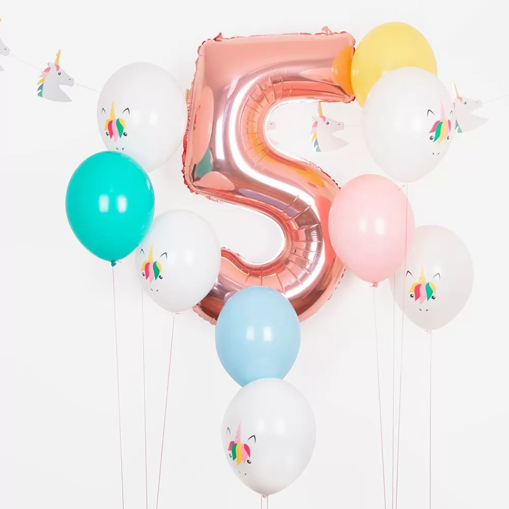 Shop Balloons: 5 Multicolor Unicorn Balloons Patterned Balloons