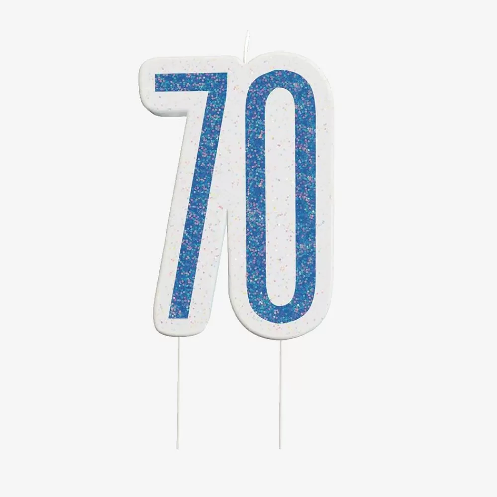 Outlet Birthday Candle: 1 Blue 70Th Birthday Candle Birthday Candles