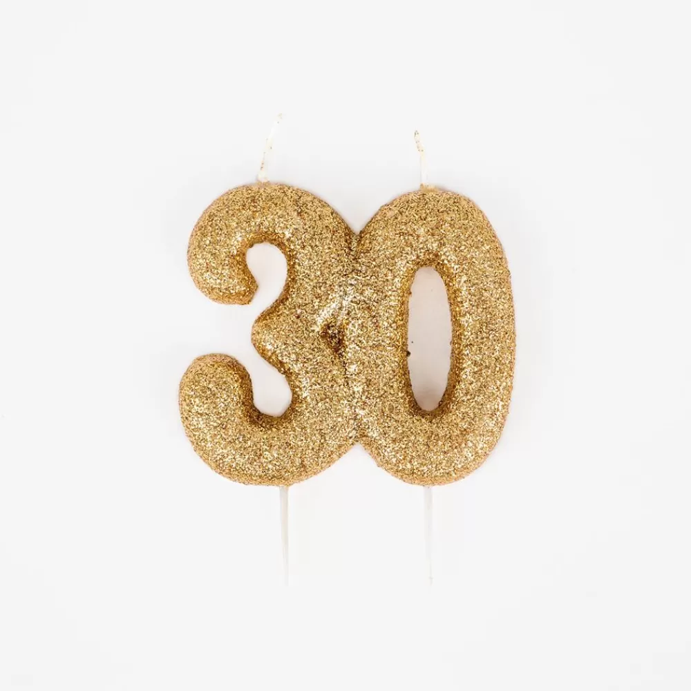 Hot Birthday Candle: 30 Years Golden Candle Birthday Candles