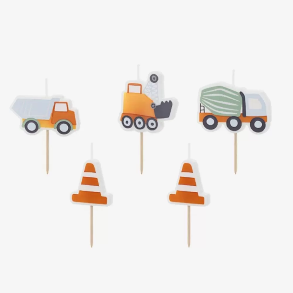 Fashion Birthday Candle: 5 Construction Truck Candles Birthday Candles