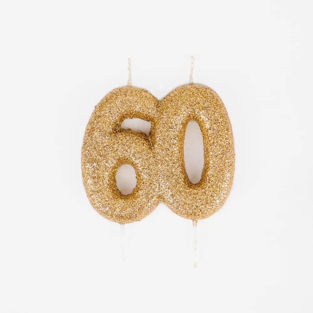 Flash Sale Birthday Candle: 60 Gold Candle Birthday Candles