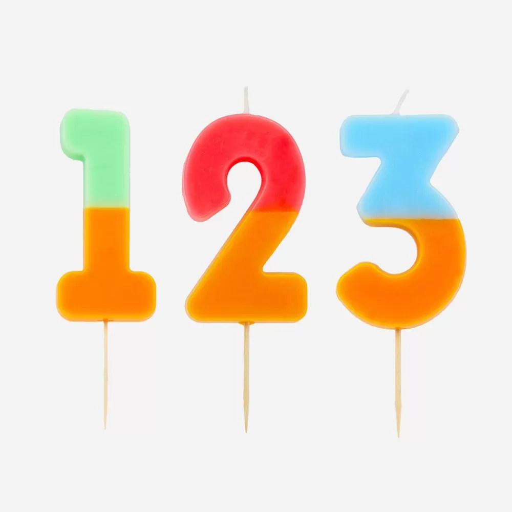 Shop Birthday Candle: Orange And Multicolor Number Candle Birthday Candles