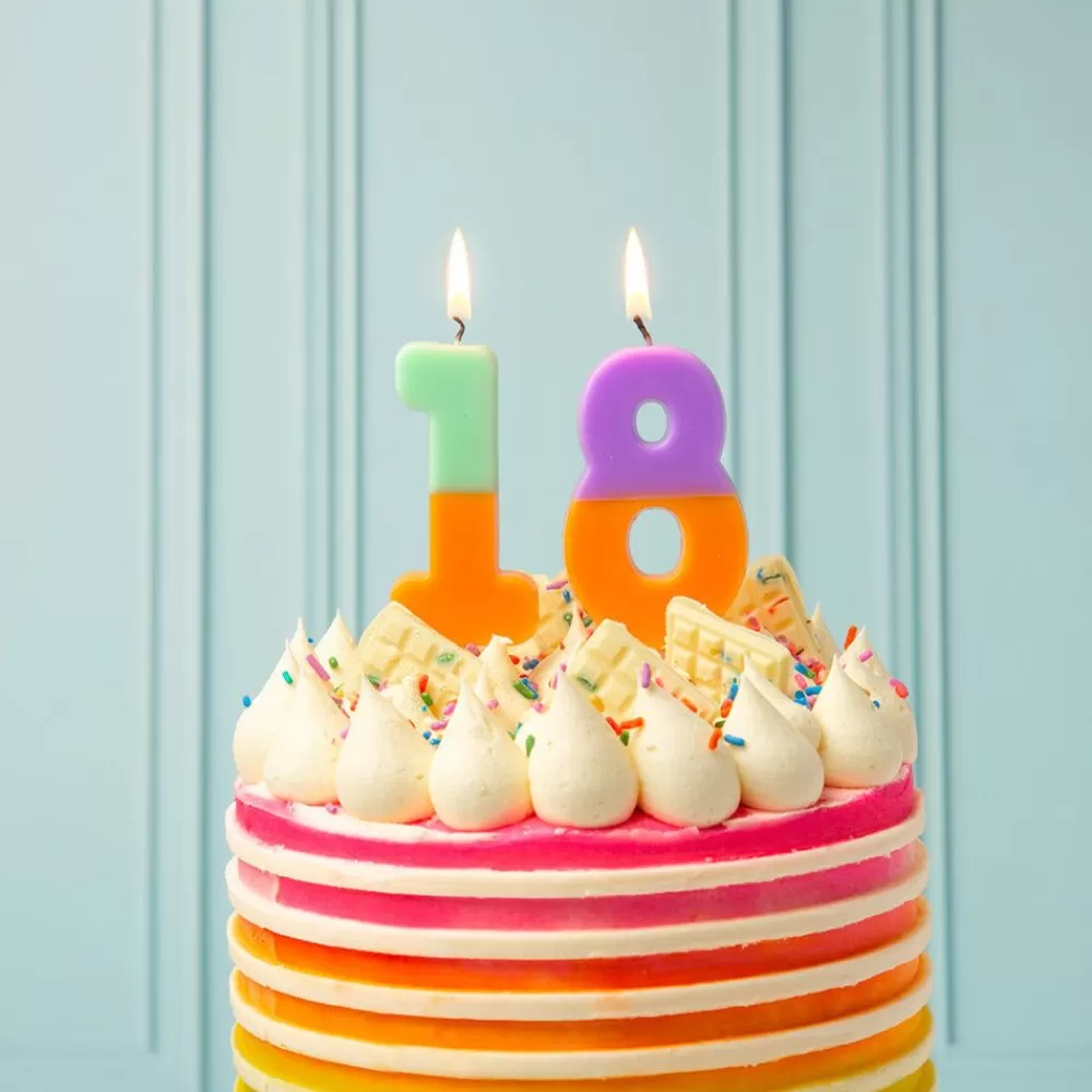 Shop Birthday Candle: Orange And Multicolor Number Candle Birthday Candles