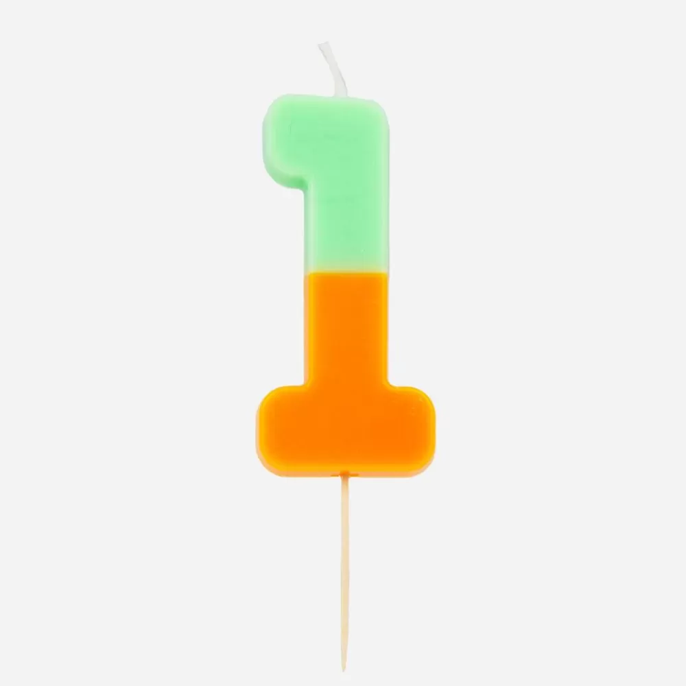 Shop Birthday Candle: Orange And Multicolor Number Candle Birthday Candles