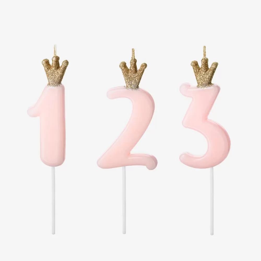 Cheap Birthday Candle: Pink Crown Number Candle Birthday Candles