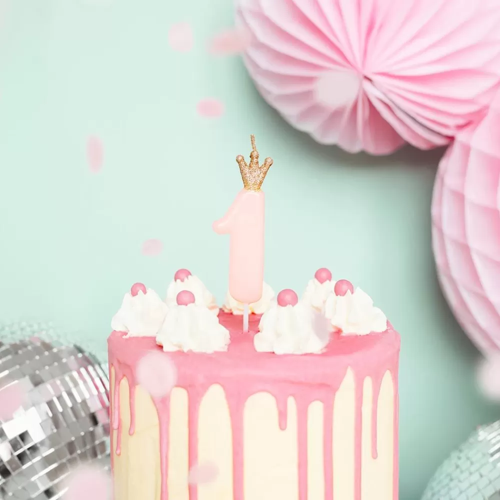 Cheap Birthday Candle: Pink Crown Number Candle Birthday Candles