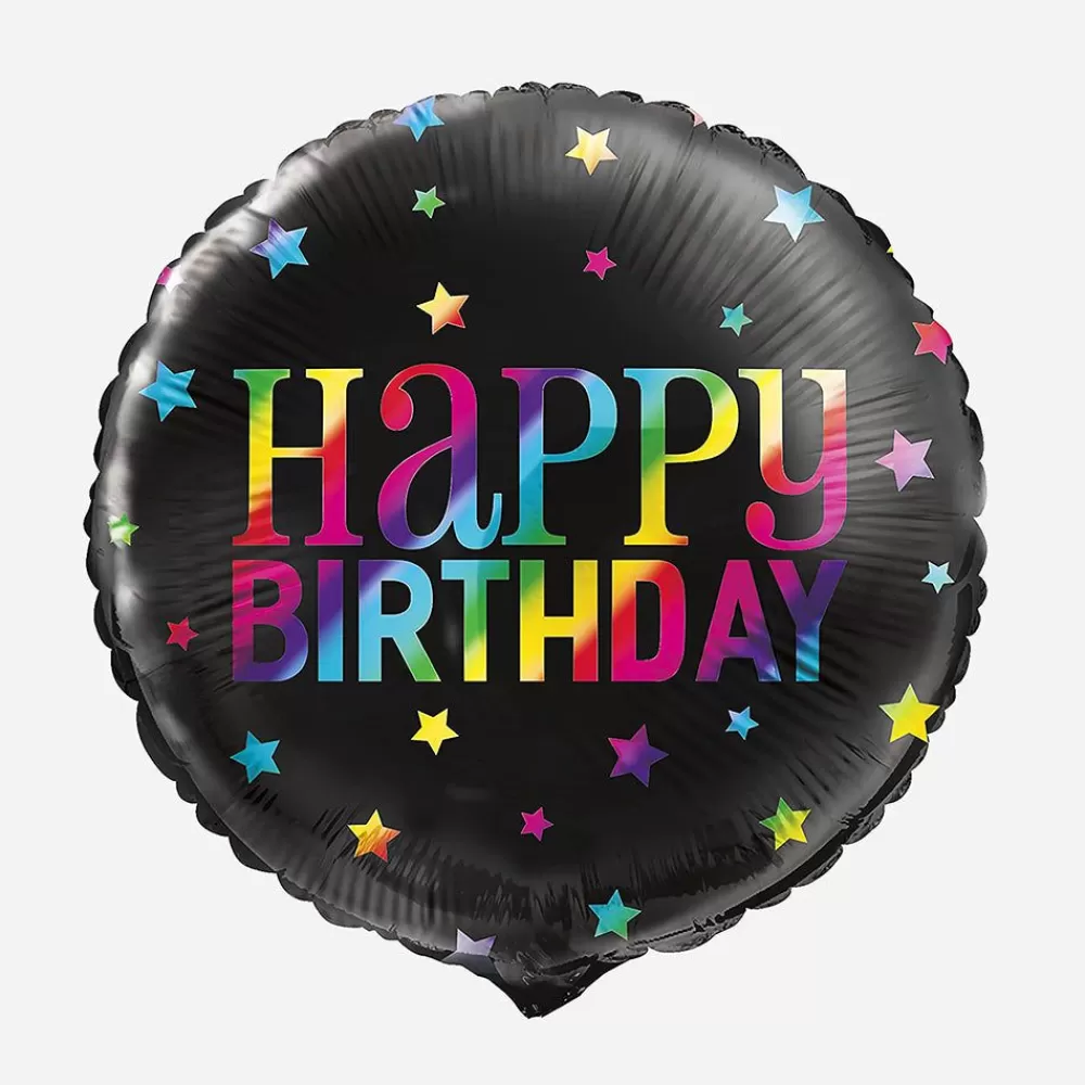 Discount Black And Colorful Happy Birthday Balloon Shaped Helium Balloons