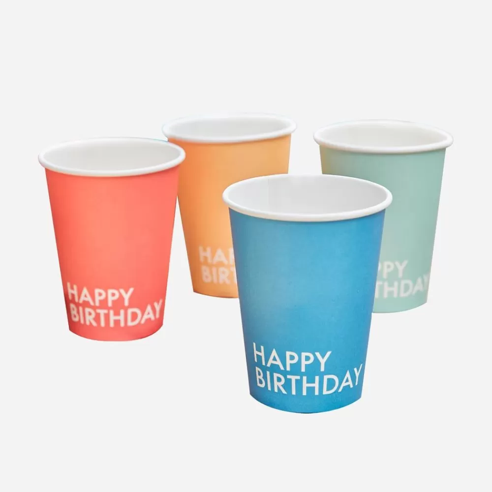 Best Cardboard Cup: 8 Multicolored Happy Birthday Cups Cups