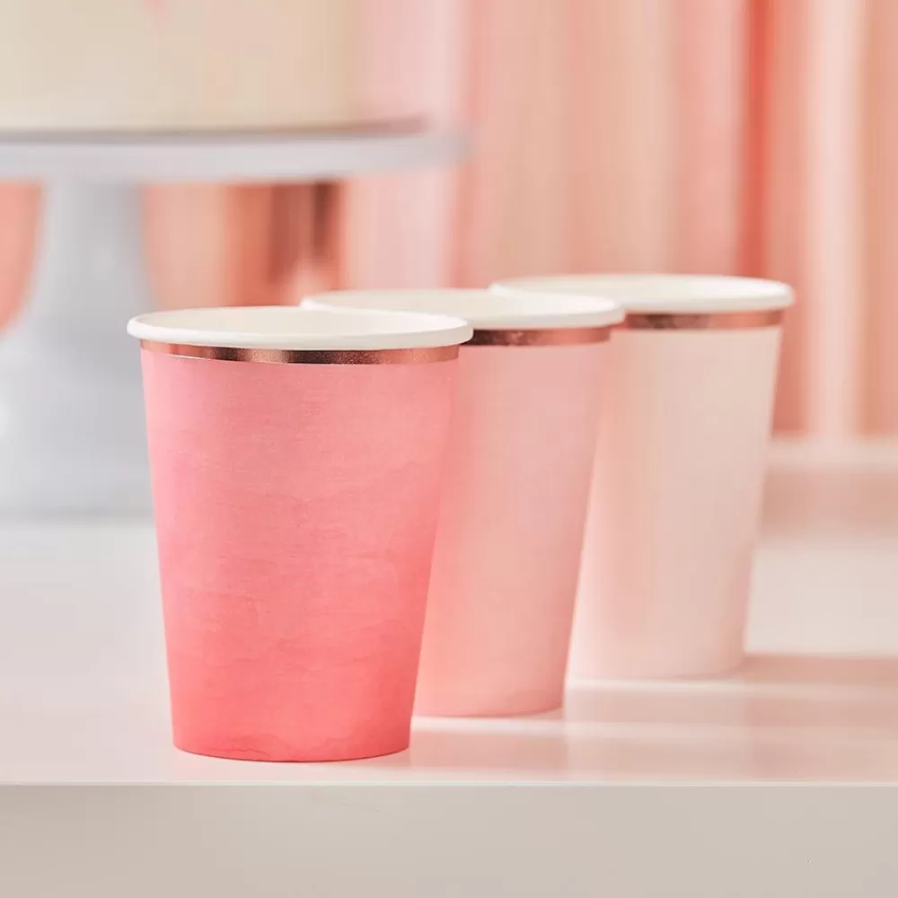 Cheap Cardboard Cup: 8 Pink Gradient Cups Cups