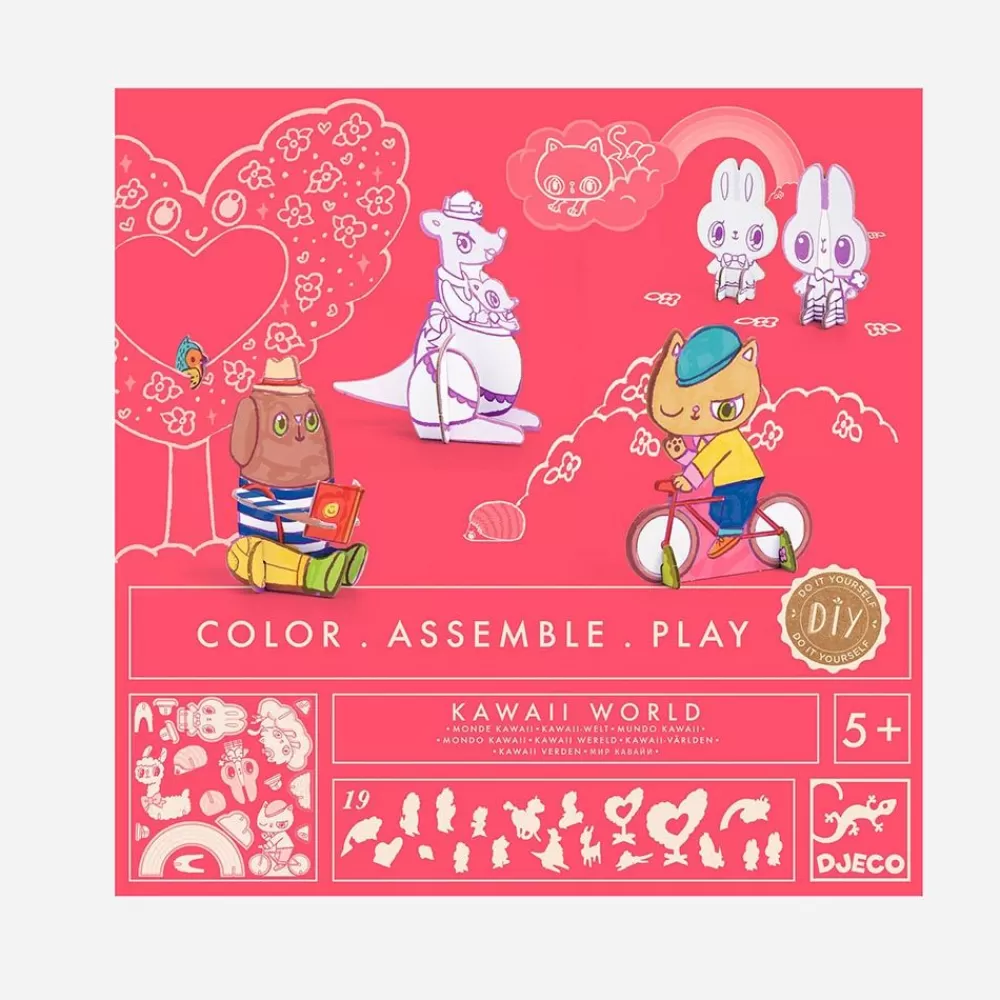 Online Coloring And Assembly Activity: Kawaii World Coloring Pages