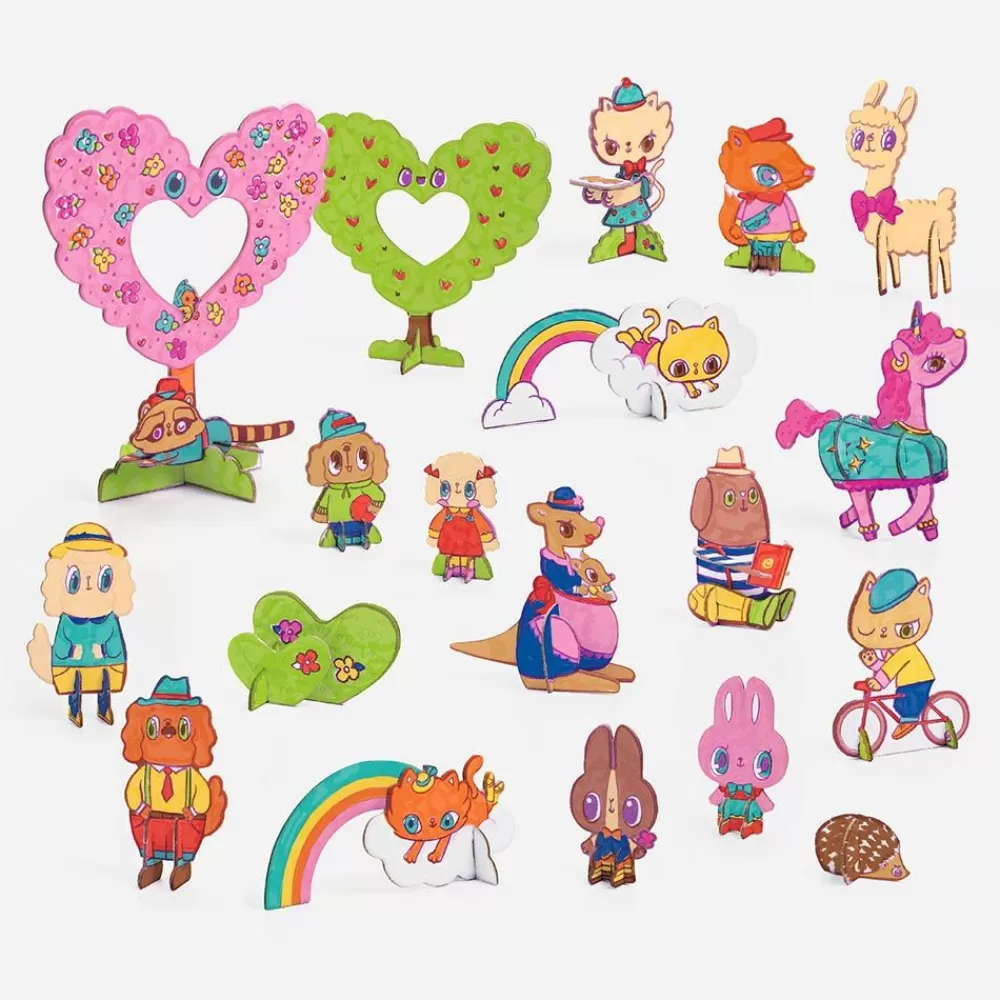 Online Coloring And Assembly Activity: Kawaii World Coloring Pages