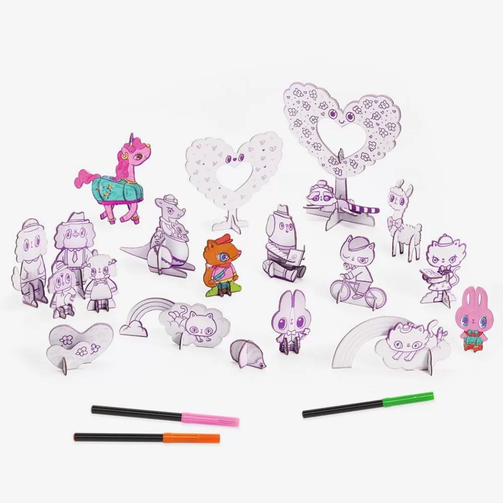 Online Coloring And Assembly Activity: Kawaii World Coloring Pages
