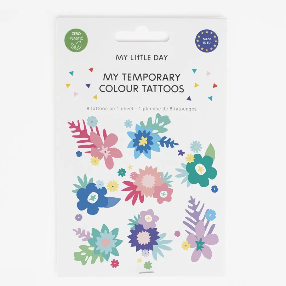 Cheap Ephemeral Tattoo: 1 Sheet Of 8 Colorful Flower Tattoos Temporary Tattoos