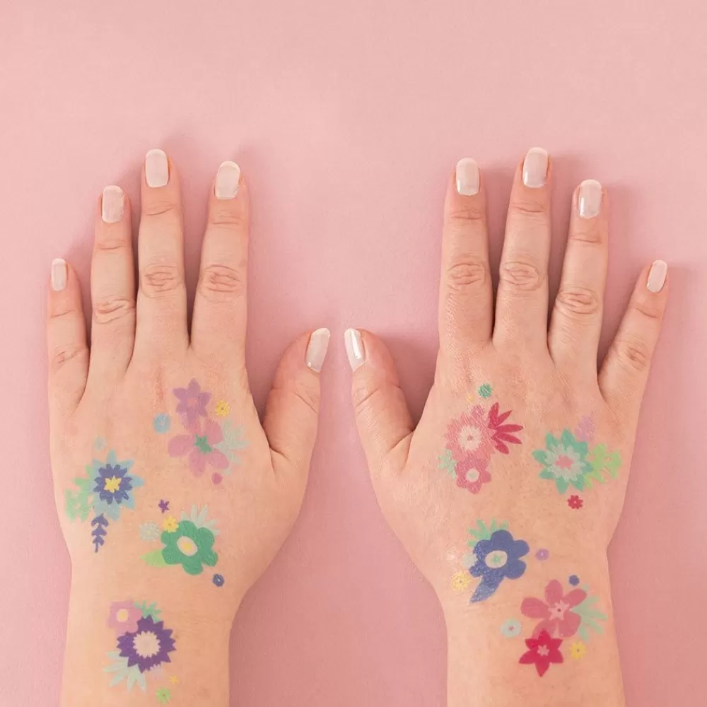 Cheap Ephemeral Tattoo: 1 Sheet Of 8 Colorful Flower Tattoos Temporary Tattoos