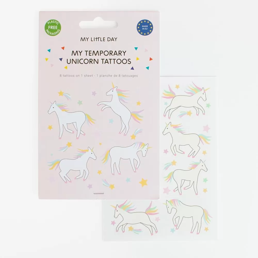 Fashion Ephemeral Tattoo: 1 Sheet Of 8 Galactic Unicorn Tattoos Temporary Tattoos