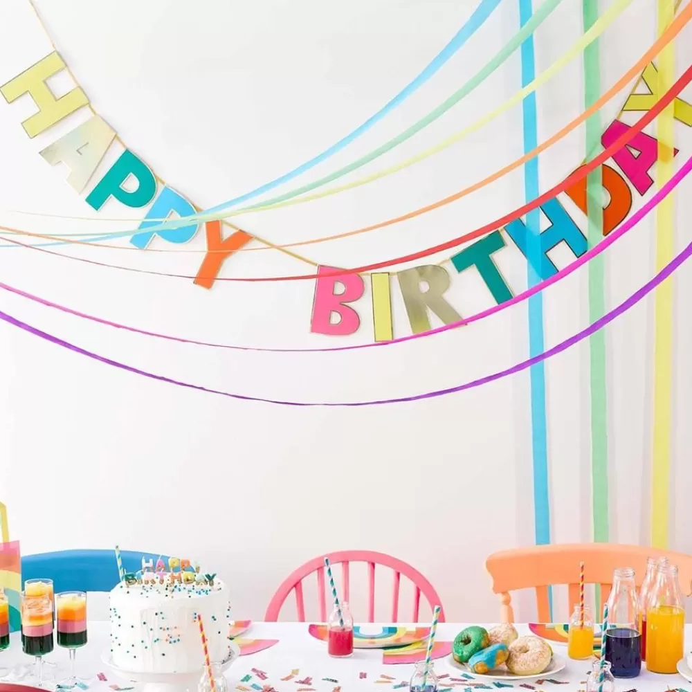 Cheap Garland: Happy Birthday - Rainbow Garlands