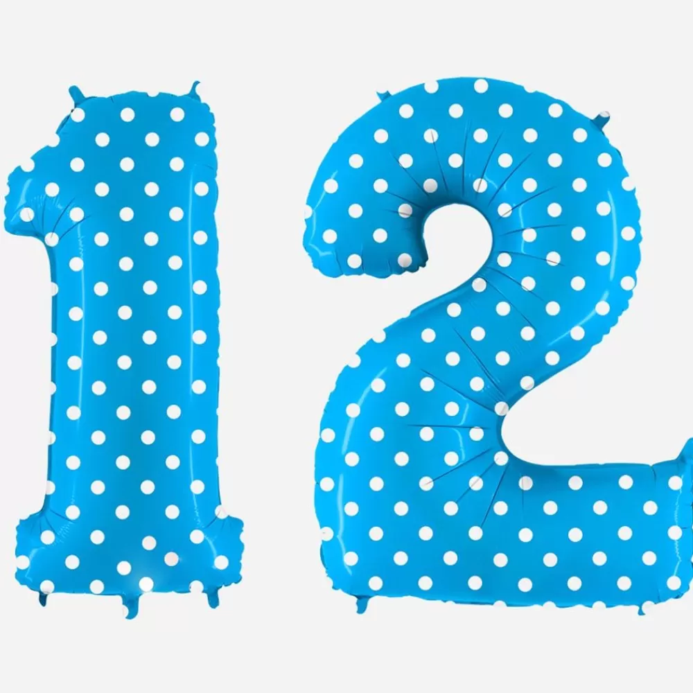 Store Giant Helium Balloon - Giant Blue Number Balloon With White Polka Dots Number Balloons
