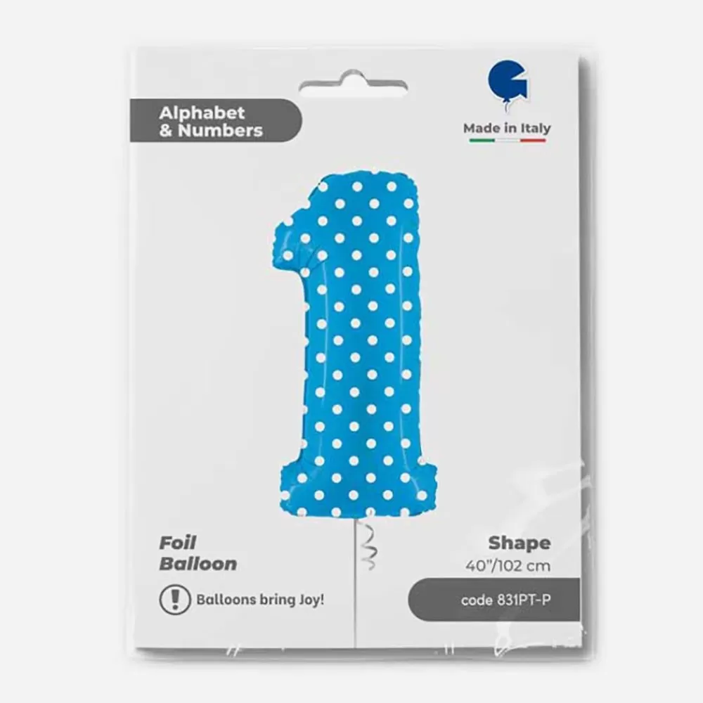 Store Giant Helium Balloon - Giant Blue Number Balloon With White Polka Dots Number Balloons