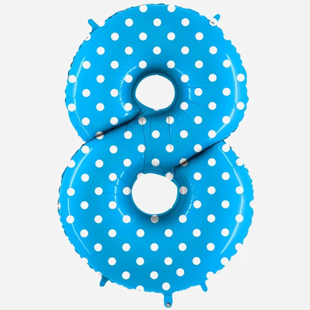 Store Giant Helium Balloon - Giant Blue Number Balloon With White Polka Dots Number Balloons