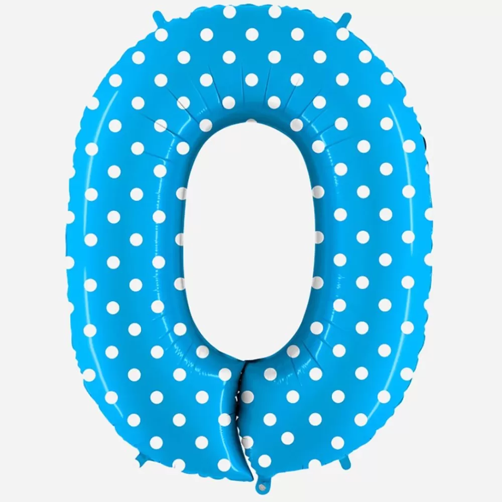 Store Giant Helium Balloon - Giant Blue Number Balloon With White Polka Dots Number Balloons