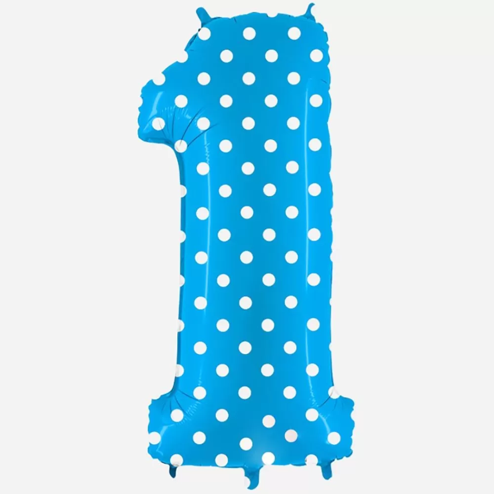 Store Giant Helium Balloon - Giant Blue Number Balloon With White Polka Dots Number Balloons