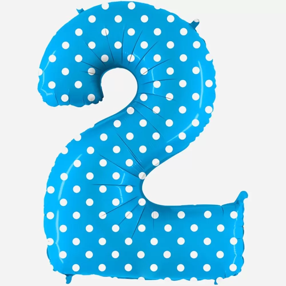 Store Giant Helium Balloon - Giant Blue Number Balloon With White Polka Dots Number Balloons