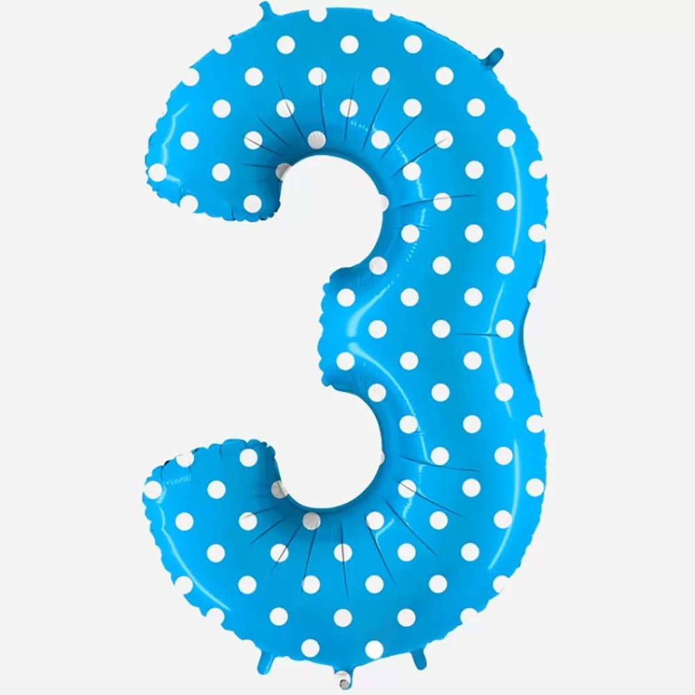 Store Giant Helium Balloon - Giant Blue Number Balloon With White Polka Dots Number Balloons
