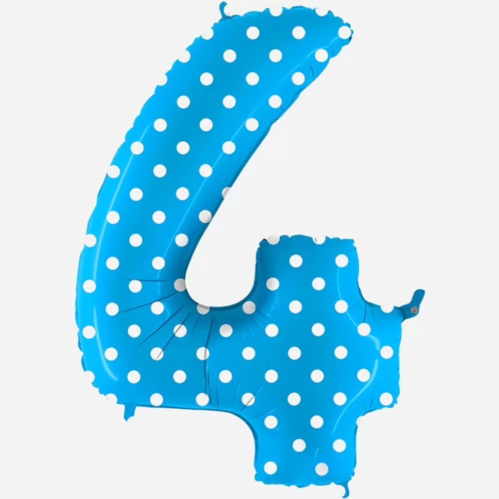 Store Giant Helium Balloon - Giant Blue Number Balloon With White Polka Dots Number Balloons