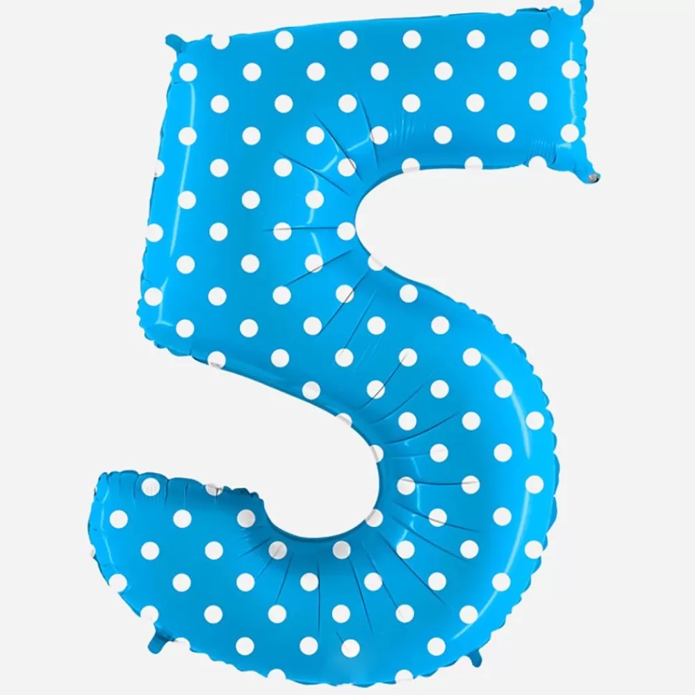 Store Giant Helium Balloon - Giant Blue Number Balloon With White Polka Dots Number Balloons