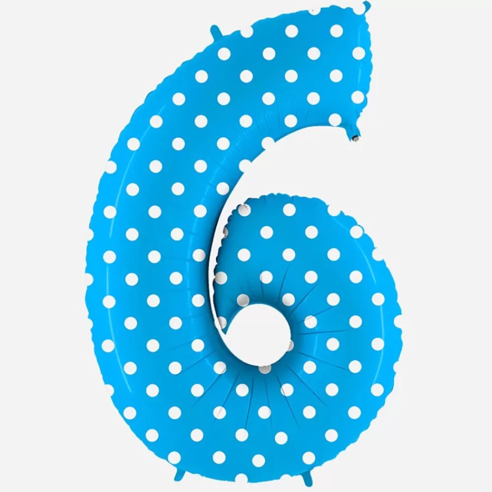 Store Giant Helium Balloon - Giant Blue Number Balloon With White Polka Dots Number Balloons