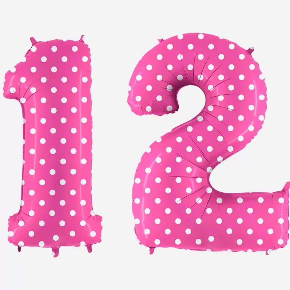 Cheap Giant Helium Balloon - Giant Pink Number Balloon With White Polka Dots Number Balloons
