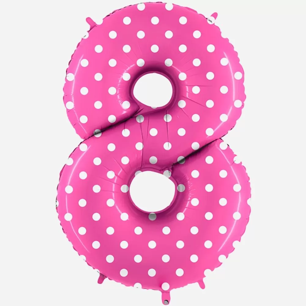 Cheap Giant Helium Balloon - Giant Pink Number Balloon With White Polka Dots Number Balloons