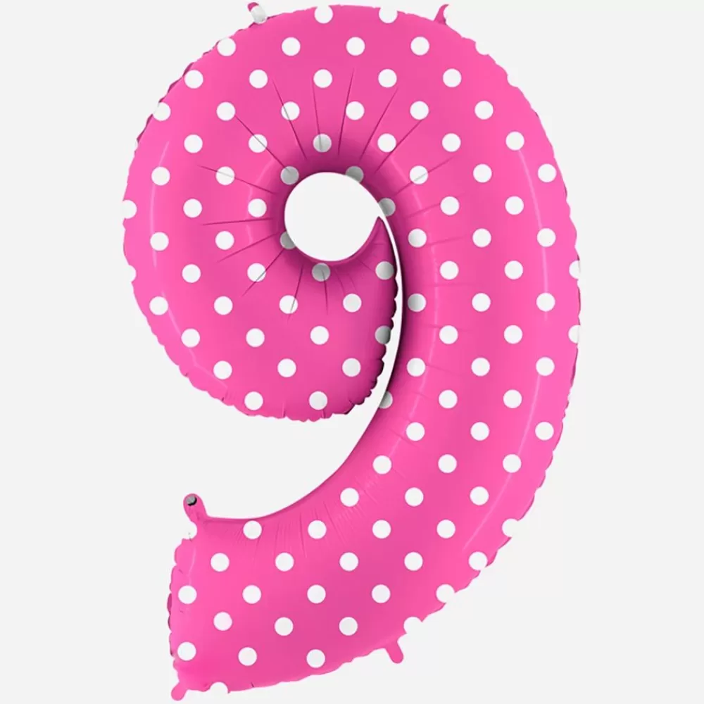Cheap Giant Helium Balloon - Giant Pink Number Balloon With White Polka Dots Number Balloons
