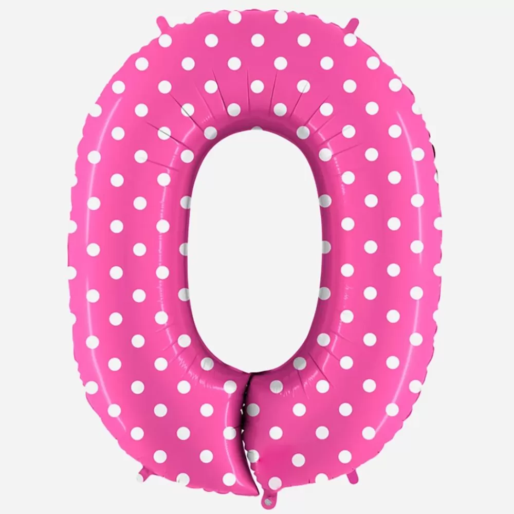 Cheap Giant Helium Balloon - Giant Pink Number Balloon With White Polka Dots Number Balloons