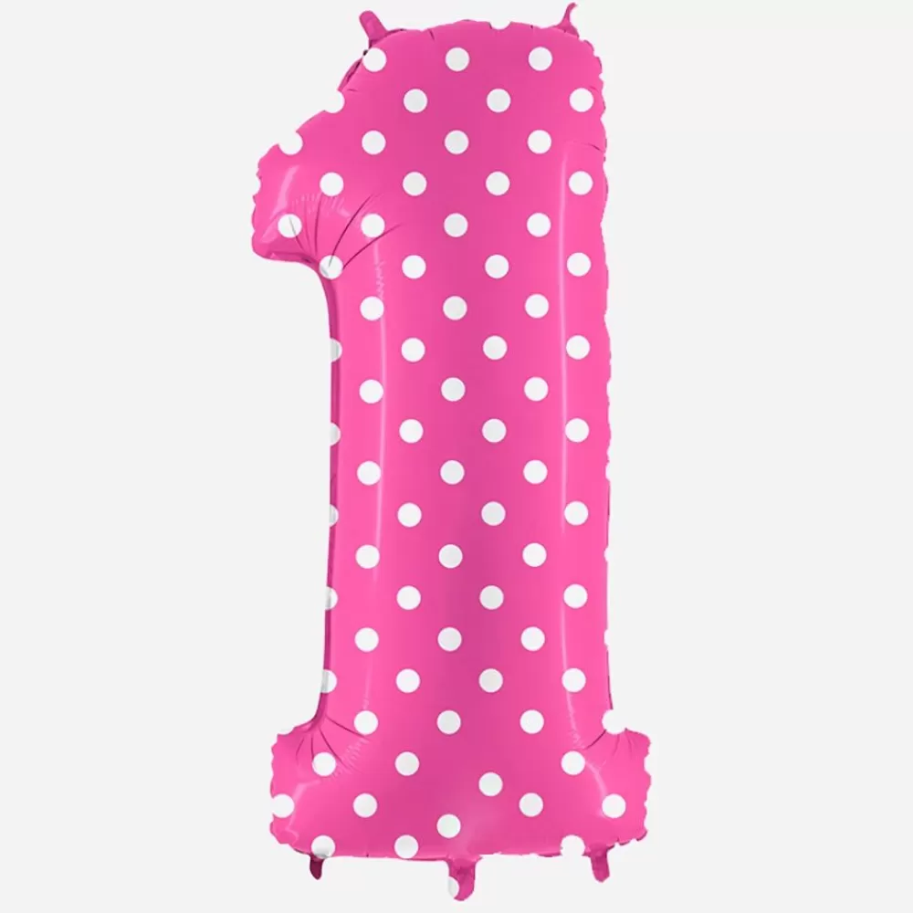 Cheap Giant Helium Balloon - Giant Pink Number Balloon With White Polka Dots Number Balloons