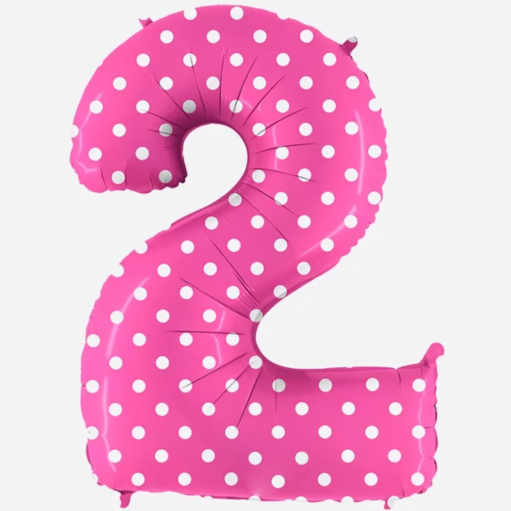 Cheap Giant Helium Balloon - Giant Pink Number Balloon With White Polka Dots Number Balloons