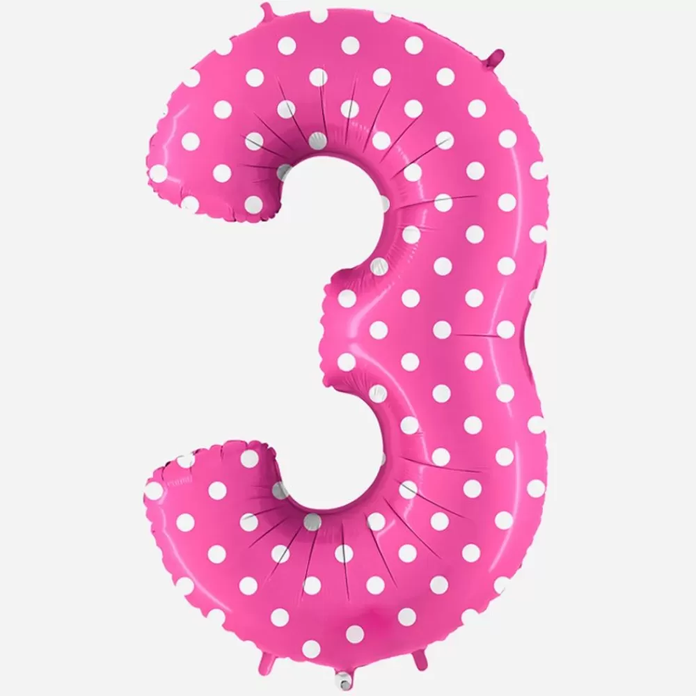 Cheap Giant Helium Balloon - Giant Pink Number Balloon With White Polka Dots Number Balloons